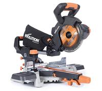 Evolution Scie à onglet coulissante sans fil Evolution Power Tools R185SMS-Li pour coupe multi-matériaux, biseau de 45°, onglet de 50°, 850 W. Comprend une lame TCT 185 MM et une garantie de 3 ans