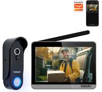 EVOLVEO DoorPhone W7, Kit de visiophonie sans fil pour la maison avec écran WiFi noir argenté