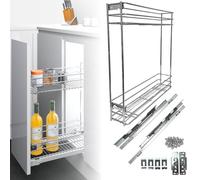 EVOTRADE Panier amovible de cuisine, chariot coulissant amorti en acier inoxydable, extraction totale, porte-bouteilles, bocaux, outils (pour module 15 cm)