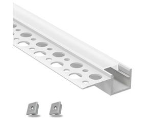 Evotrade Profilé LED en aluminium pour placoplâtre encastrable et à scomparsa, barre pour éclairage LED avec couverture de lumière continue, longueur 2 mètres (profilé sous-étagère)