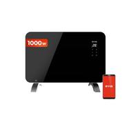EVVO Convecteur C en verre Wifi Radiateur, 1 000 W, écran tactile, télécommande, minuteur, support sur pied (1 000 W, noir)