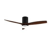 EVVO Ventilateur de plafond V552 Dark Wood 132 cm (52"), lumière LED 3 tons, moteur 40 W DC silencieux, pales blanches, télécommande, mode hiver/été, minuteur