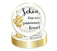 EVYIENEN Assiettes en Carton Jetables Blanches - Lot de 50 avec Inscription « Schön, dass wir zusammen feiern » - Pour les Anniversaires