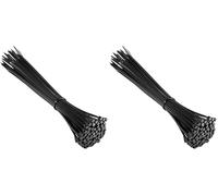 Ewent 100 pièces d'attaches de câble professionnelles, Collier de Serrage 200 mm x 2,5 mm, Attache Câble, Serre Câbles Rilsan Nylon, Résistante à la température, Couleur Noire (Lot de 2)