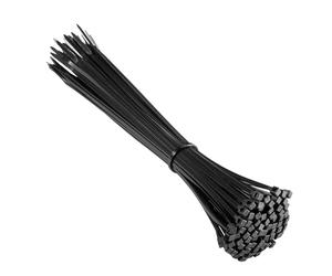 Ewent 100 pièces d'attaches de câble professionnelles, Collier de Serrage 200 mm x 2,5 mm, Attache Câble, Serre Câbles Rilsan Nylon, Résistante à la température, Couleur Noire