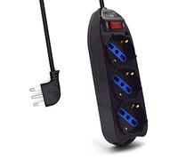 Ewent EW3913 Multiprise 3 Prises Italiennes 10/16 A + Schuko, Protection Surcharge, surtension 250 V/2500 W, Prise Italienne 10 A, câble Noir 1,5 m efficacité énergétique