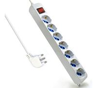 Ewent ew3927 Multiprise avec 7 prises universelles ITA 10/16 A et Schuko, interrupteur lumineux, câble de 1,5 m avec prise italienne 16 A, blanc