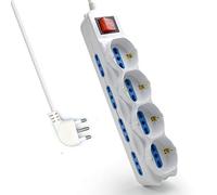 Ewent ew3929 Fiche Barre (Italien), 12 Prises, 4 Prises Univers Albu 10/16 A avec fiche Schuko, 8 Break 10/16 A, - Interrupteur Lumineux, câble 1,5 m avec fiche 16 A Italienne, Blanc