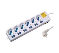 Ewent EW3932 - Coupe-circuit - 3500 Watt - entrée : power CEE 7/7 - connecteurs de sortie : 6 (CEE 7/4) - 5 m cordon - Italie - blanc