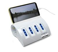 Ewent EW3934 Bloc d'alimentation et rallonge. Multiprise de Table avec 2 Ports USB et Support pour Smartphone