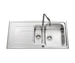 EWI Evier cuisine à encastrer 1,5 bac + 1 égouttoir Saphir - Inox - 100 x 50 x 20 cm