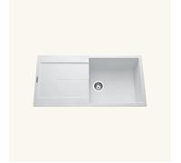 EWI Evier cuisine à encastrer 1 grand bac + 1 égouttoir Tamaris - Granit - 100 x 50 cm - Blanc
