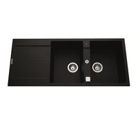 EWI Evier cuisine à encastrer 2 bacs + 1 égouttoir Tamaris - Granit - 116 x 50 cm - Noir