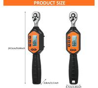 EWM-R-60 Mini ynamométrique numérique 3/8'' Drive ynamométrique numérique portable portable Grand écran avec rétro-éclairage Alarme sonore LED Mode de crête en temps réel 3 modes de mesure Q