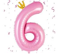 EWODEIEW Ballons chiffres 6 rose, ballon 40 pouces chiffres 6 ballon en aluminium, ballon 6. décoration d'anniversaire pour fille ballon géant en aluminium 6 pour fille garçon anniversaire fête