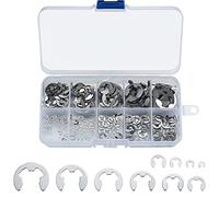 Ewwtrey 200 Pièces Anneaux de Retenue E-Clip, Rondelles de Blocage en Acier Inoxydable pour Arbres, Kit d'Assortiment de Circlips Internes et Externes, M1.5/M2/M3/M4/M5/M6/M7/M8/M9/M10