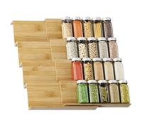 Exabang Lot de 8 étagères à épices de tiroir - Système de rangement extensible de 30 cm à 60 cm - Pour cuisine, armoire, plan de travail (naturel)