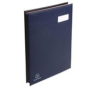Exacompta - 1 parapheur Fixapage - Bleu foncé - Couverture en PVC expansé | Système fixapage - 24 compartiments en carte rose avec 2 perforations - Dim. 24x32 cm