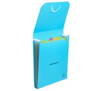 Exacompta - 1 Trieur valisette vertical Pop N'Co - Cyan - 6 compartiments | Couverture et intérieur en PP recyclé - Livré avec 2 planches d'étiquettes - Dim. 25,5x30,5 cm