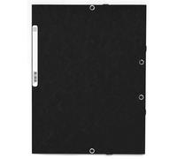 Exacompta Chemise à élastique 3 rabats A4 24 x 32 cm dos 2 cm noir - Lot de 10