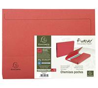 Exacompta – Paquet 10 chemises poche Forever 290 g/m², soufflet 32 mm, 100% recyclées, rouge 24x32