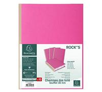 Exacompta Chemise dossier à soufflet ROCK'S 24 x 32 cm rose dos toilé 30 mm - Paquet de 10