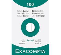 Exacompta 10 Etuis de 100 Fiches Bristol Lignées 74 x 105 mm Blanc
