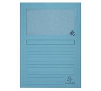 Exacompta Chemises coin papier avec fenêtre FOREVER A4 – dossier 120 g couleur bleue – Boîte de 100