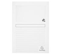 Exacompta Chemise coin papier Super à fenêtre – 160 g/m² 22x31 cm – Paquet de 100 – Blanc