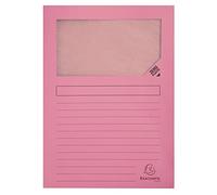 Exacompta Chemise coin papier Super 160 g/m² 22×31 cm à fenêtre Paquet de 100 Rose PEFC