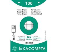 Exacompta 10x 100 fiches bristol quadrillé 5x5 perforé 148x210mm Blanc 10608E