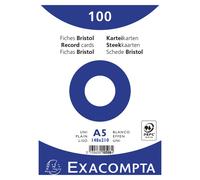 Exacompta 10x 100 fiches bristol uni non perforé 148x210mm Blanc 10508E