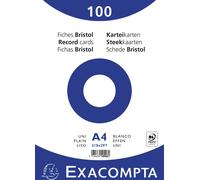 Exacompta 10x 100 fiches bristol uni non perforé 210x297mm Blanc 10506E