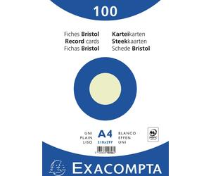 Exacompta 10x 100 fiches sous film bristol uni non perforé 210x297mm Vert 10346E