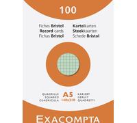 Exacompta 10x Étui de 100 fiches bristol 5x5 non perforé 148x210mm assort 13378E