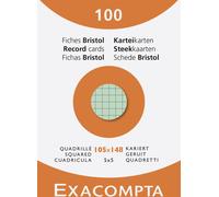 Exacompta 10x Étui de 100 fiches bristol quadrillé 5x5 105x148mm assort. 13479E