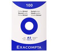 Exacompta 10x Étui de 100 fiches bristol uni non perforé 148x210mm Blanc 13308E