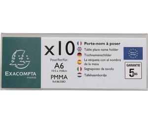Exacompta 10x Lot de 10 chevalets double face horizontal A6 Cristal 86358D