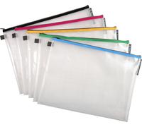 Exacompta 10x Pochette à fermeture éclair en plastique souple assort. 34160E