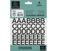 Exacompta 10x Pochette de lettres adhésives noires A-Z 20 mm Noir 67375E
