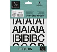 Exacompta 10x Pochette de lettres adhésives noires A-Z 30 mm Noir 67376E