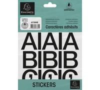Exacompta 10x Pochette de lettres adhésives noires A-Z 40 mm Noir 67384E