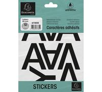 Exacompta 10x Pochette de lettres adhésives noires A-Z 60 mm Noir 67385E