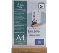 Exacompta 10x Porte-visuel avec socle en bois vertical A4 Cristal 84258D