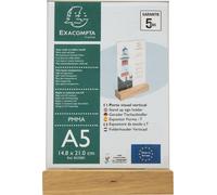 Exacompta 10x Porte-visuel avec socle en bois vertical A5 Cristal 85258D