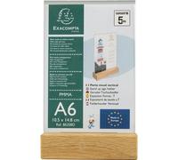 Exacompta 10x Porte-visuel avec socle en bois vertical A6 Cristal 86258D