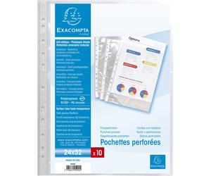 Exacompta 10x Sachet 10 pochettes cartes de visite 10 emplacements PP A4 55046E