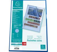 Exacompta 10x Sachet 100 pochettes polypropylène grainé 12/100e A4 Bleu 58522E