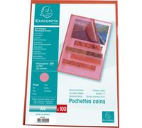Exacompta 10x Sachet 100 pochettes polypropylène grainé 12/100e A4 Rouge 58525E