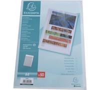 Exacompta 10x Sachet 50 pochettes coin PP grainé 12/100e A4 Cristal 5850E